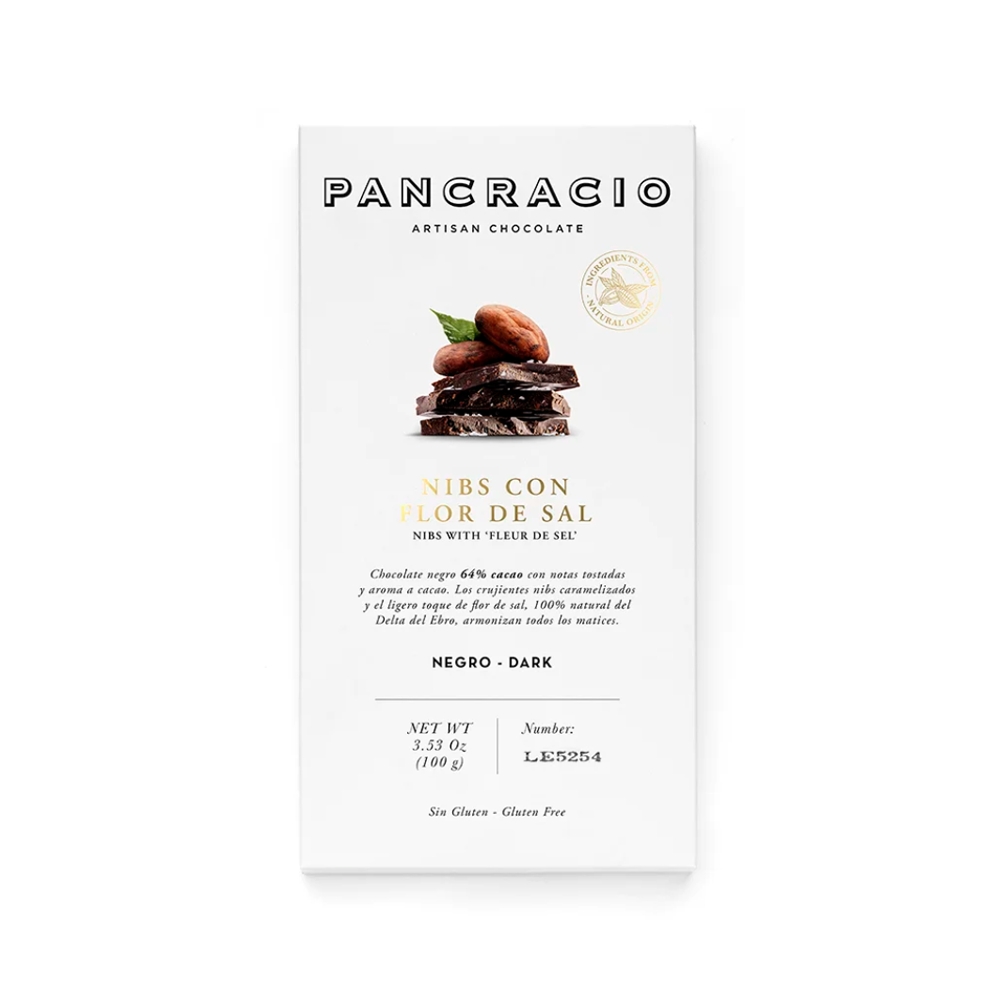 Mini tableta Nibs con flor de sal - choco negro