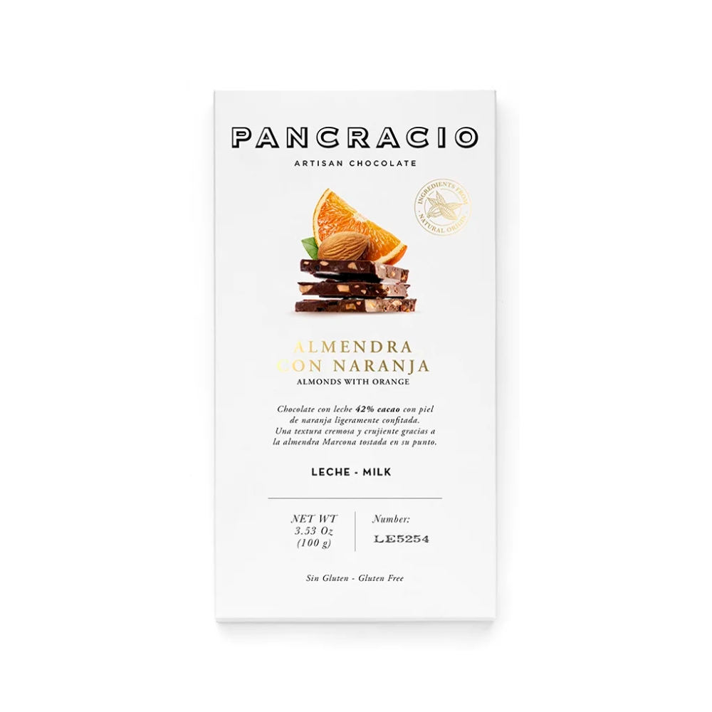 Mini tableta almendra con naranja - choco leche